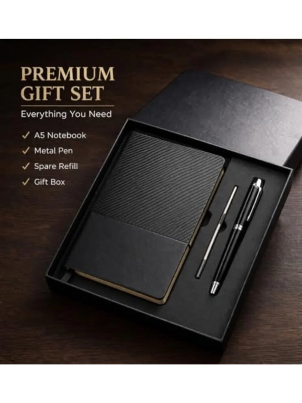 Professional A5 Soft Leather Notebook Gift Set with Pen - Stylish Office